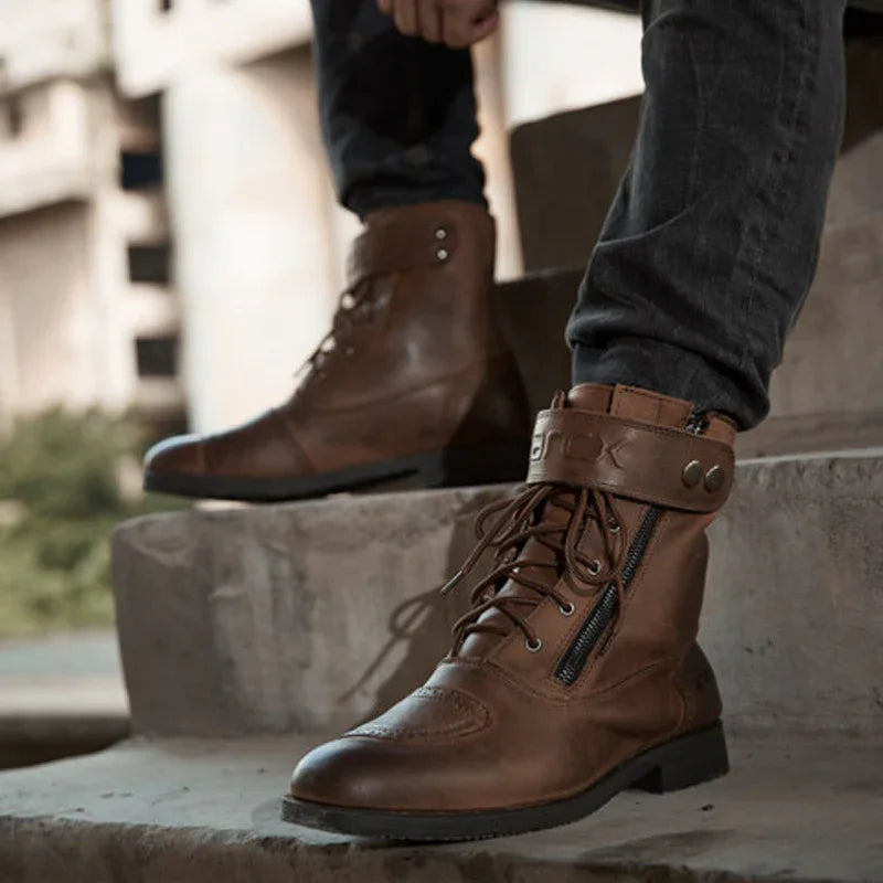 Leder-Seitenreißverschlussstiefel für Herren Motorrad-Reitschuhe