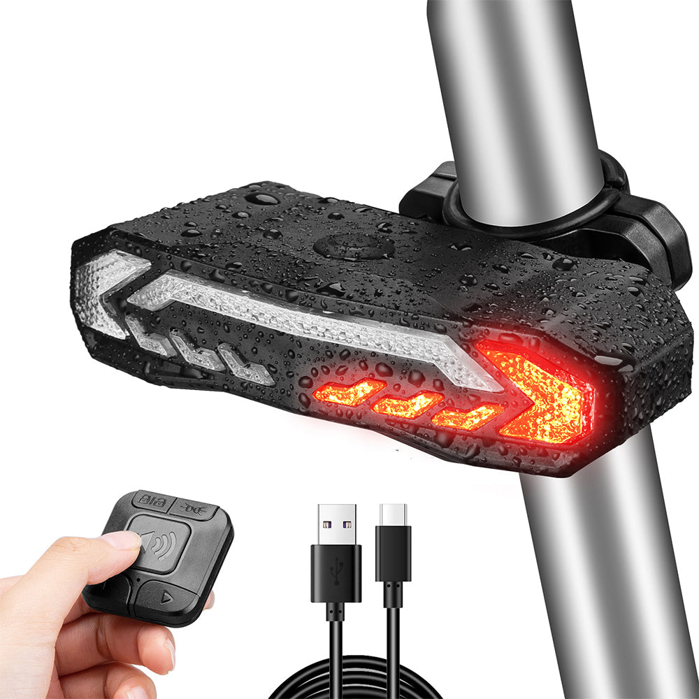 Feu arrière de vélo avec clignotants et fonction frein, et télécommande