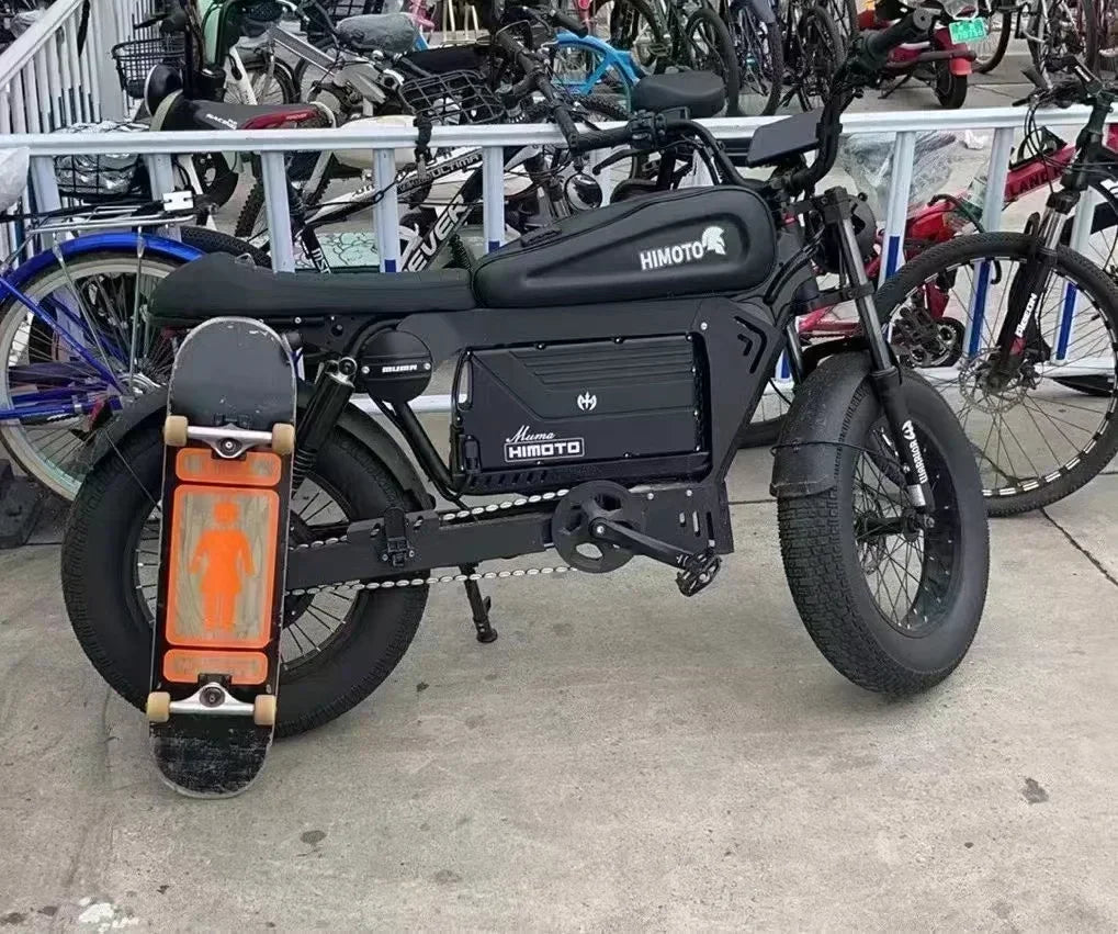 ZPW Schwarz HIMOTO Erwachsenes Elektrofahrrad 1500W Hochleistungsmotor 48V60Ah Batteriedämpfer Elektrofahrrad Urban Leisure Dickreifen E-Bike