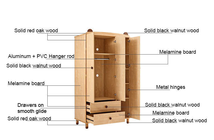 Dear Bear Kids Oak Wardrobe Closet