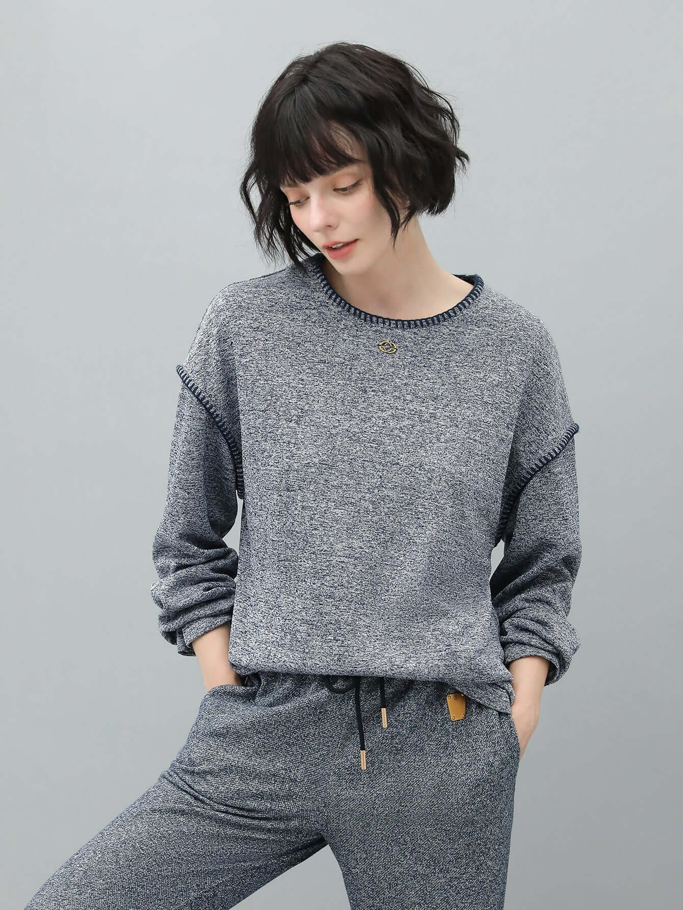 Long Sleeve Tee with Contrast Stitching