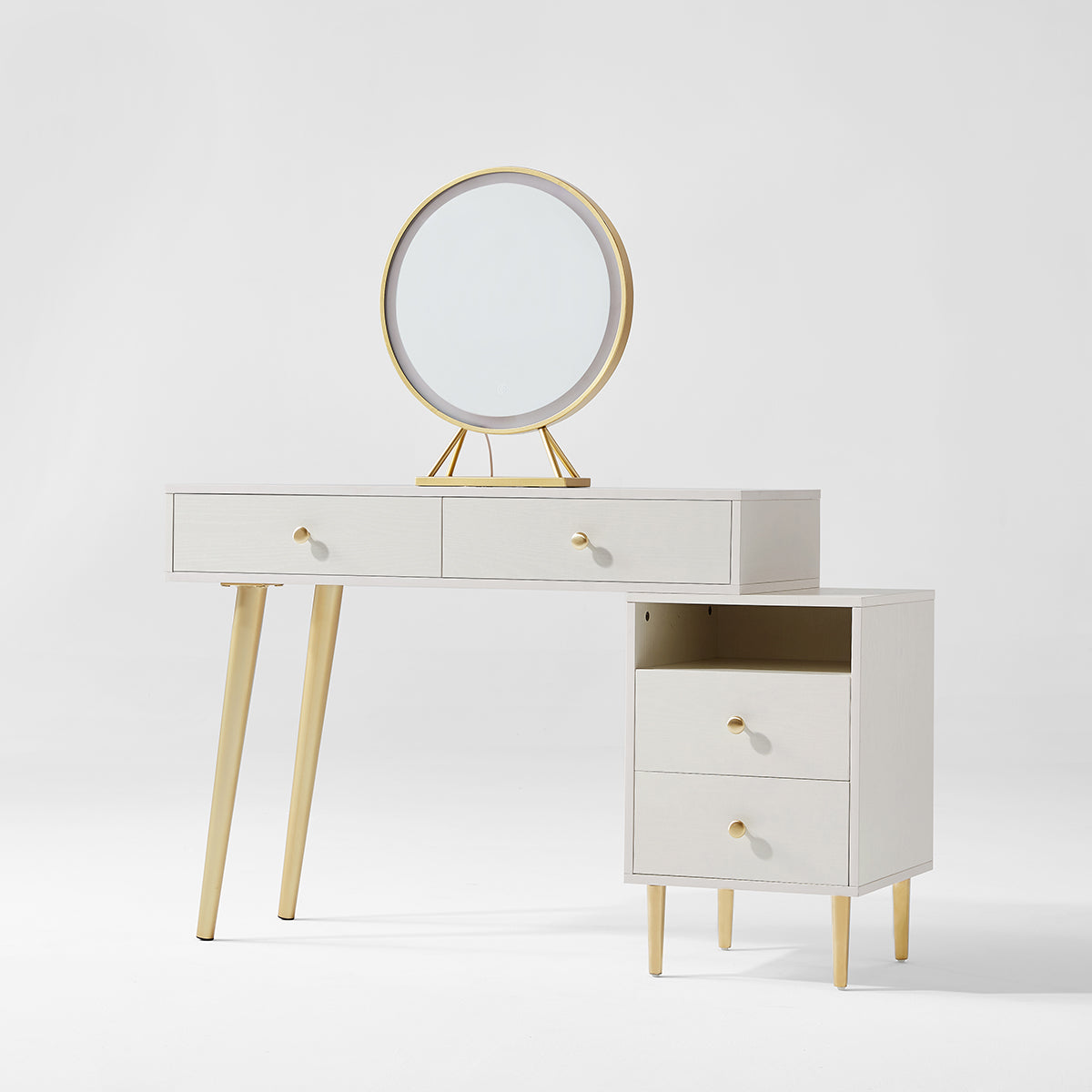 Luxury Makeup Table with Ivory Stool Set