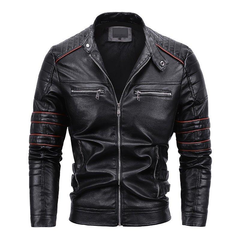 Blousons en cuir de moto pour hommes en velours et grande taille
