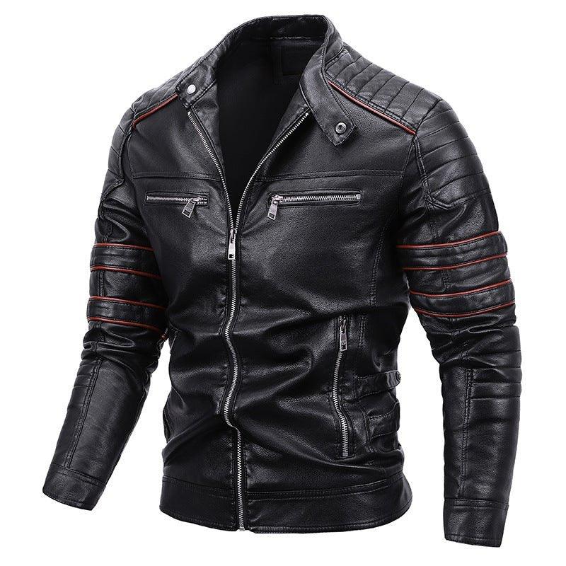 Blousons en cuir de moto pour hommes en velours et grande taille