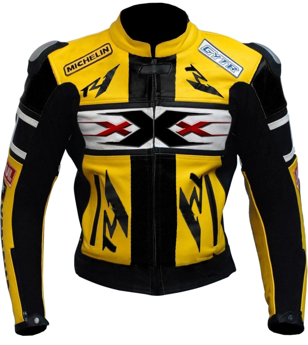 MOTORCYCLE R1 LEATHER RACING JACKET - XXXXL