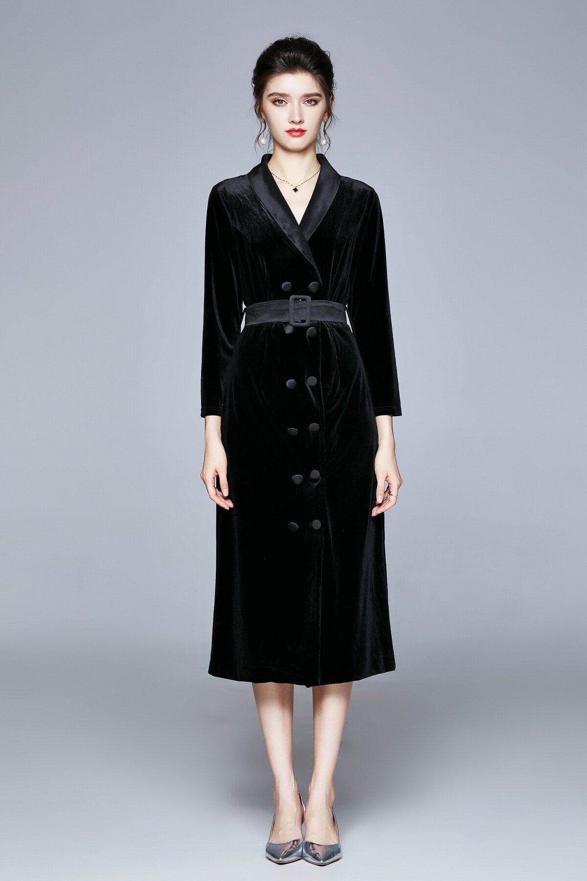 Seductive French Velvet Coat Dress