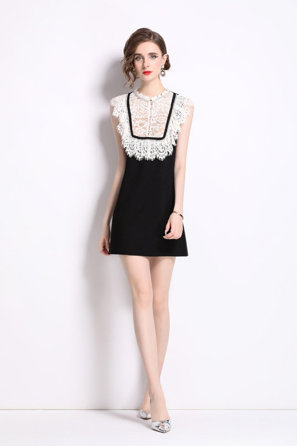 Vintage Lace Bib Collar Little Black Dress